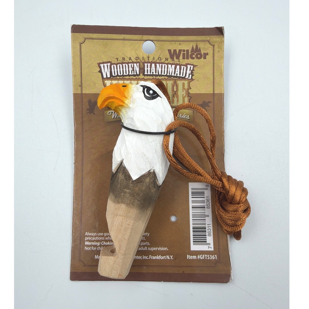 Wilcor Wooden Handmade Bald Eagle Whistle with Lanyard GFT5361 New